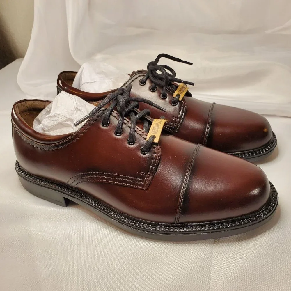 Dockers Mens Brown Gordon Cap-Toe Oxford Dress Shoes Size 8M Genuine Leather